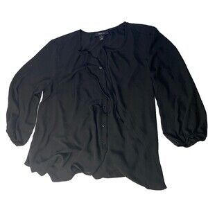 Style & Co Black Lace Sheer Overlay Top Blouse Size Large